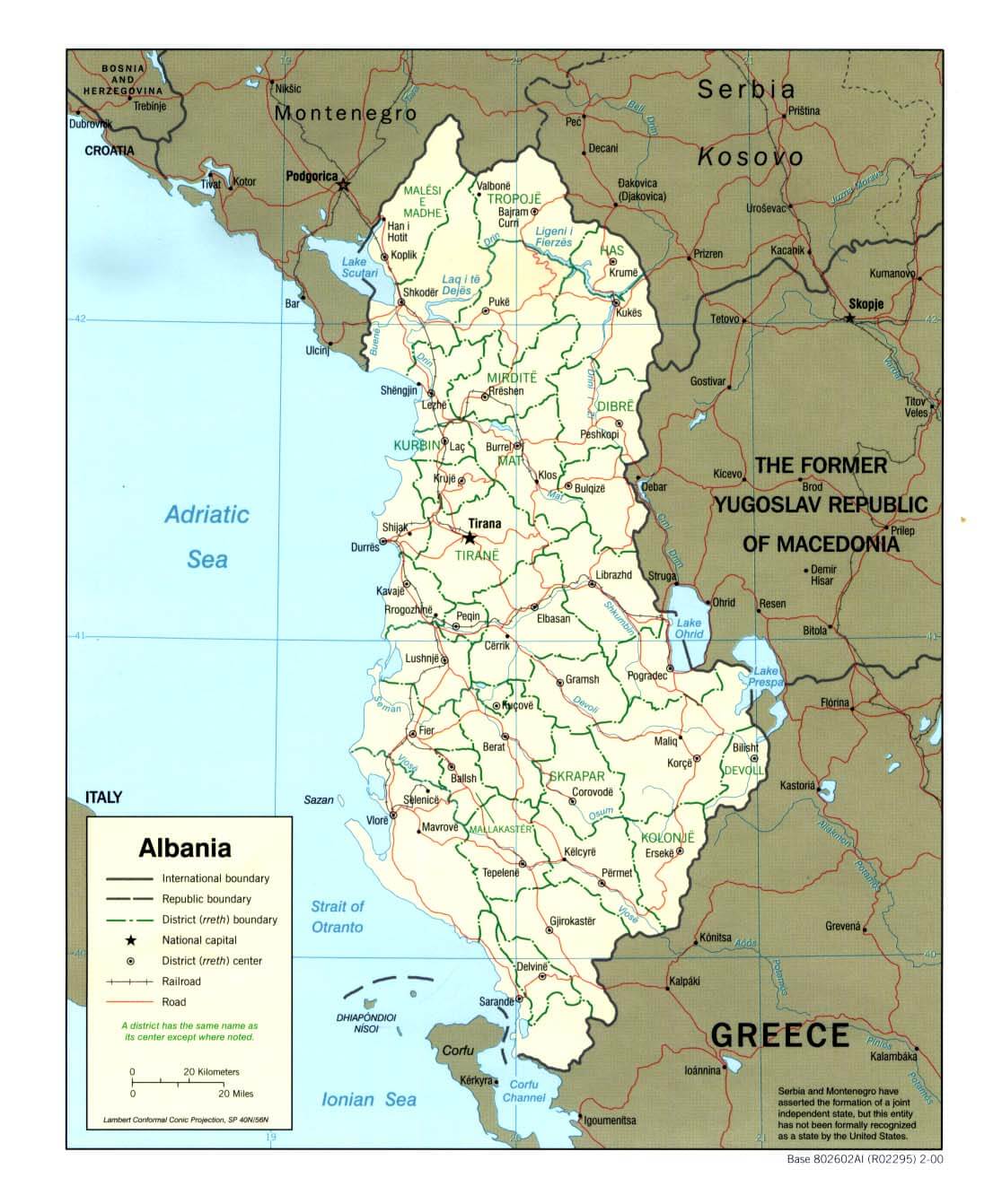 political map of Albania